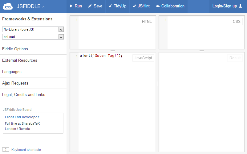 JS Fiddle Net - Javascript im Web programmieren